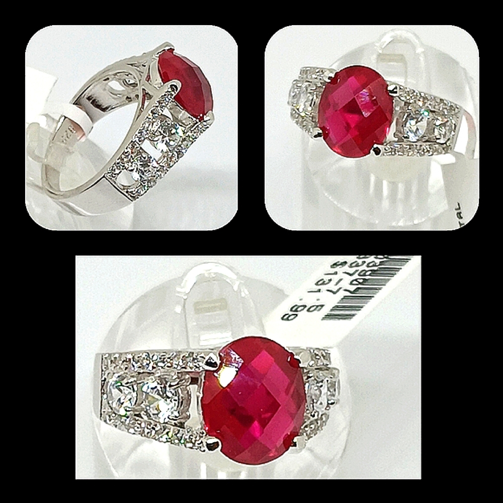 Crystal Ruby Sterling Silver Ring   [NWTs $131.99] For Animal Rescues - Picture 7 of 8
